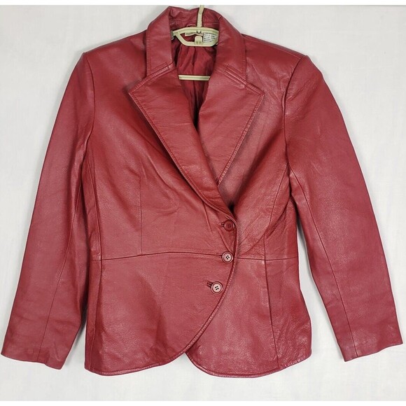 Newport News Jackets & Blazers - Vintage Newport News Womens Blazer Size 10 Burgundy Leather Jacket